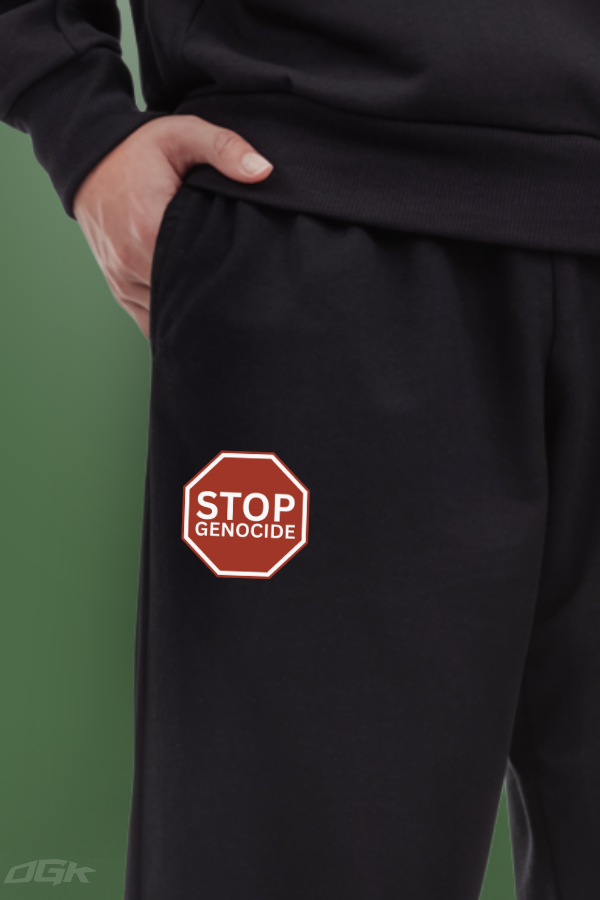 STOP GENOCIDE - HEAVY TRACKPANTS ***